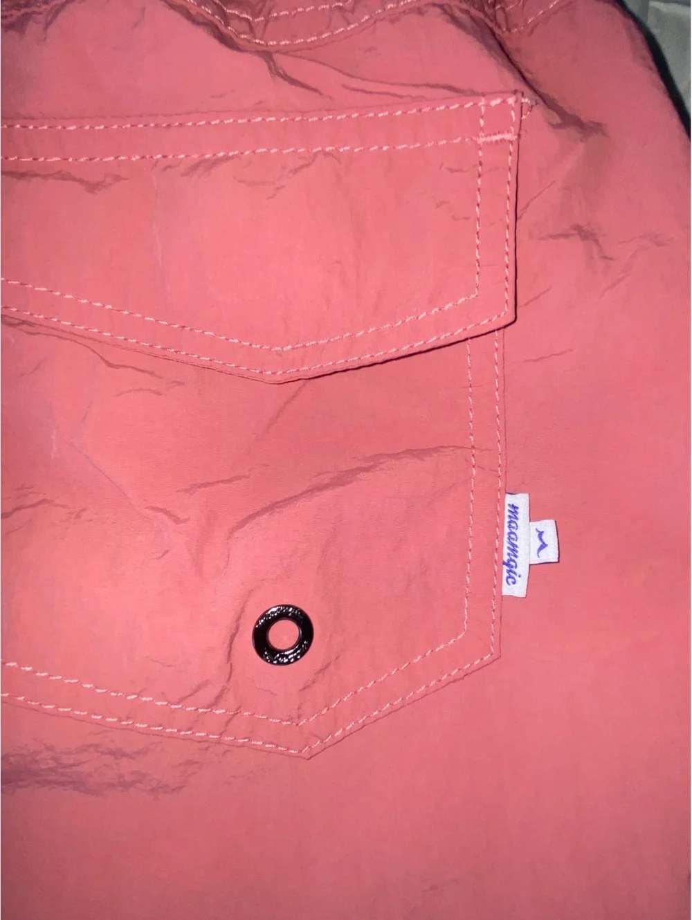 maamgic Men's Pink Swim Trunks with Elastic Waistband and Back Pocket, Size M